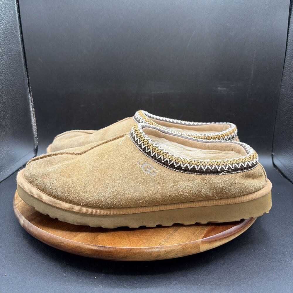UGG Tasman Men's Size 9 Slip On Slippers Chestnut Brown Suede Lined Warm Shoes
